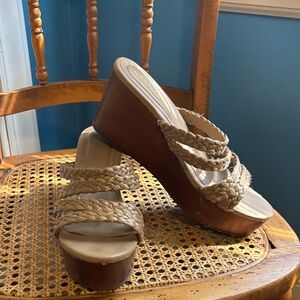 Kaanas Braided Tan Platform Wedges